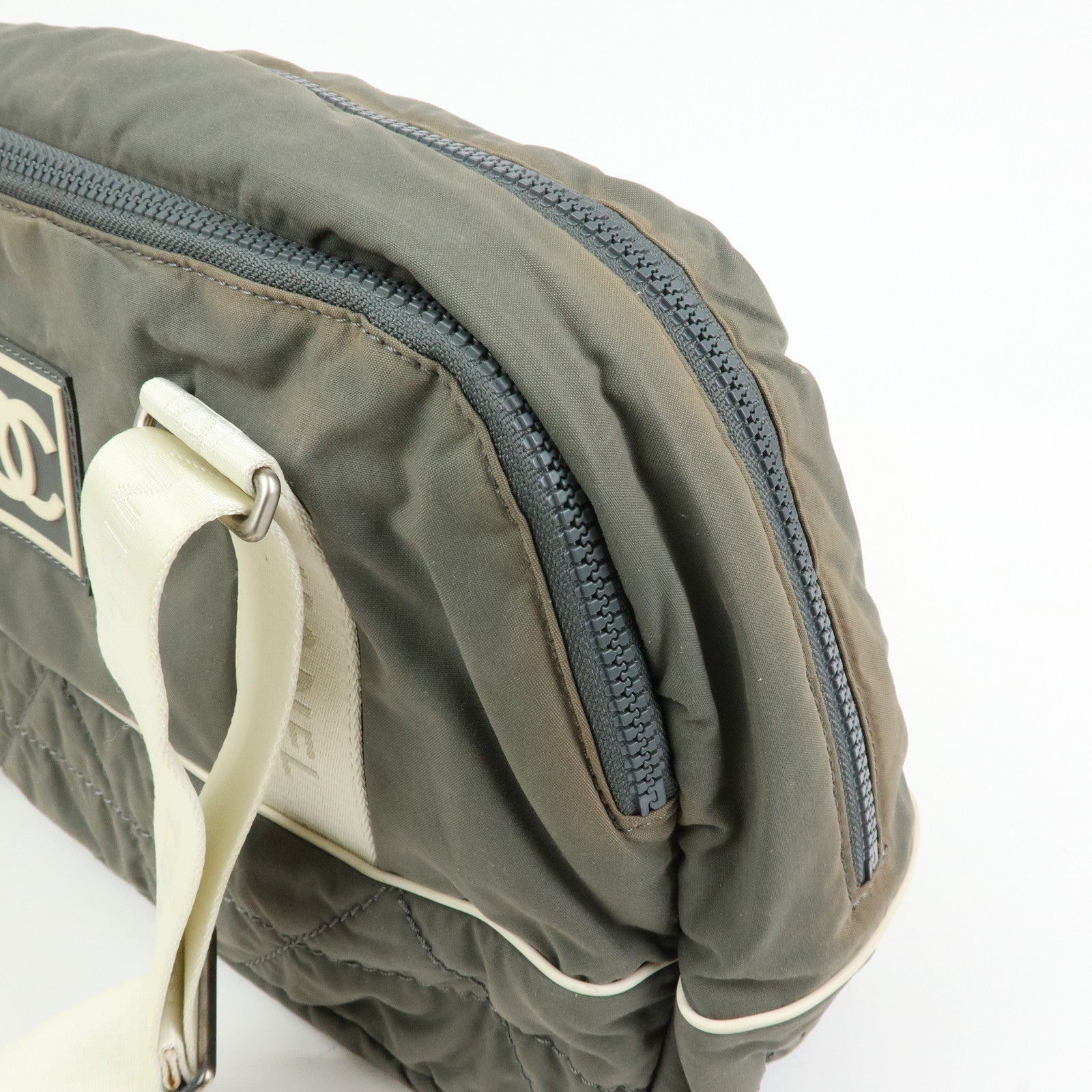 CHANEL Sports Line COCO Mark Nylon Boston Hand Shoulder Bag Gray