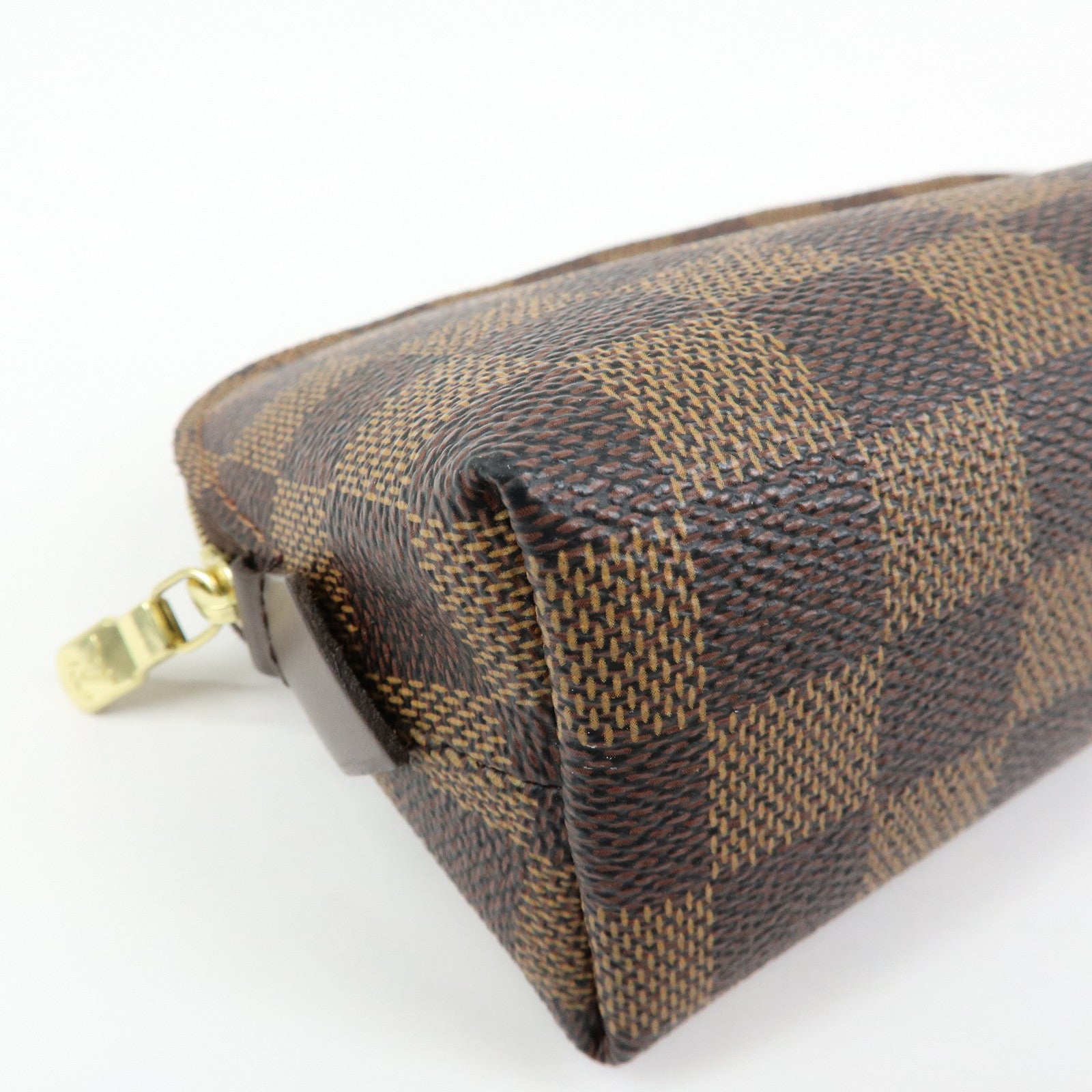 Louis Vuitton Damier Ebene Pochette Cosmetic PM Pouch Brown N47516