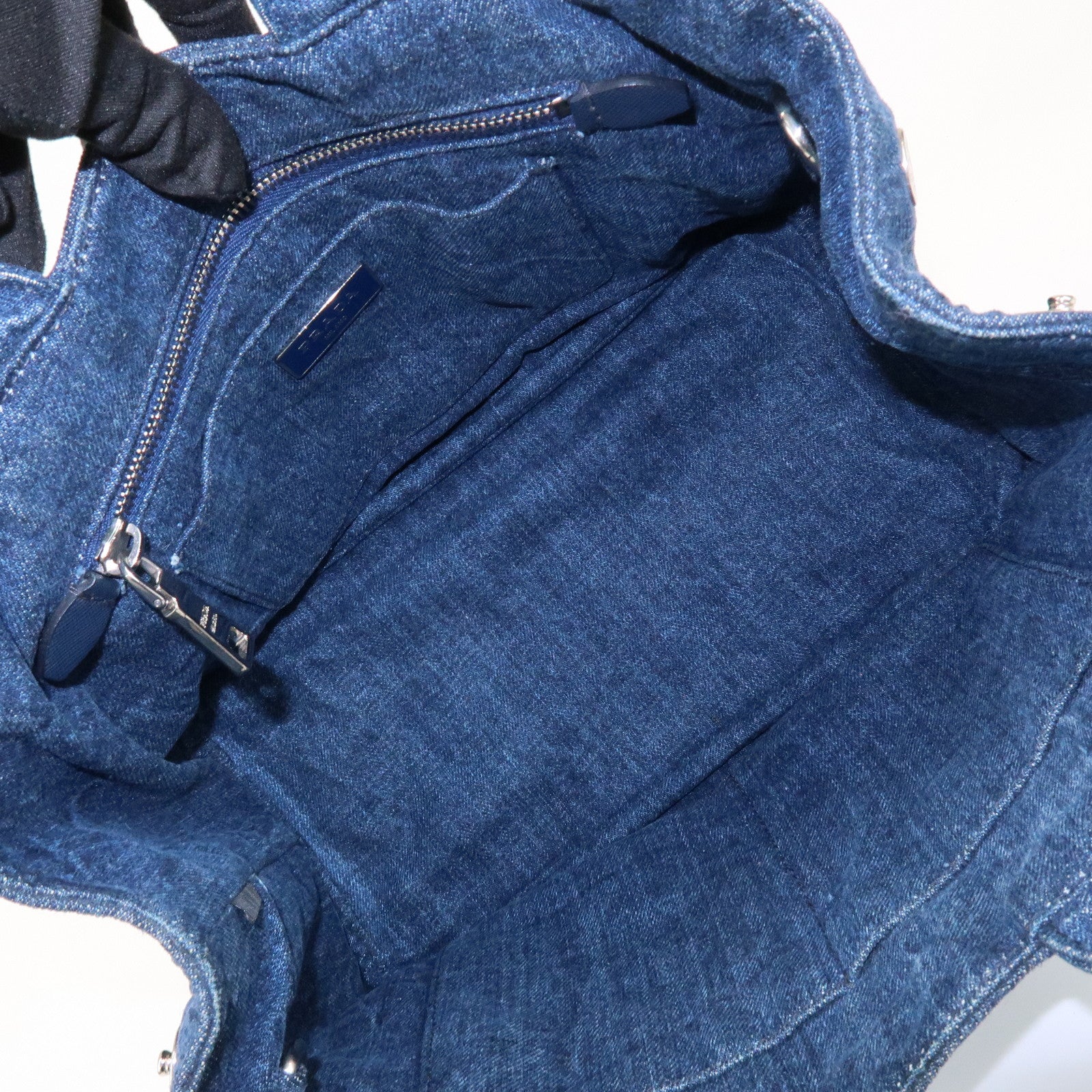 PRADA Canapa Mini 2Way Bag Hand Shoulder Bag Denim Blue B2439G