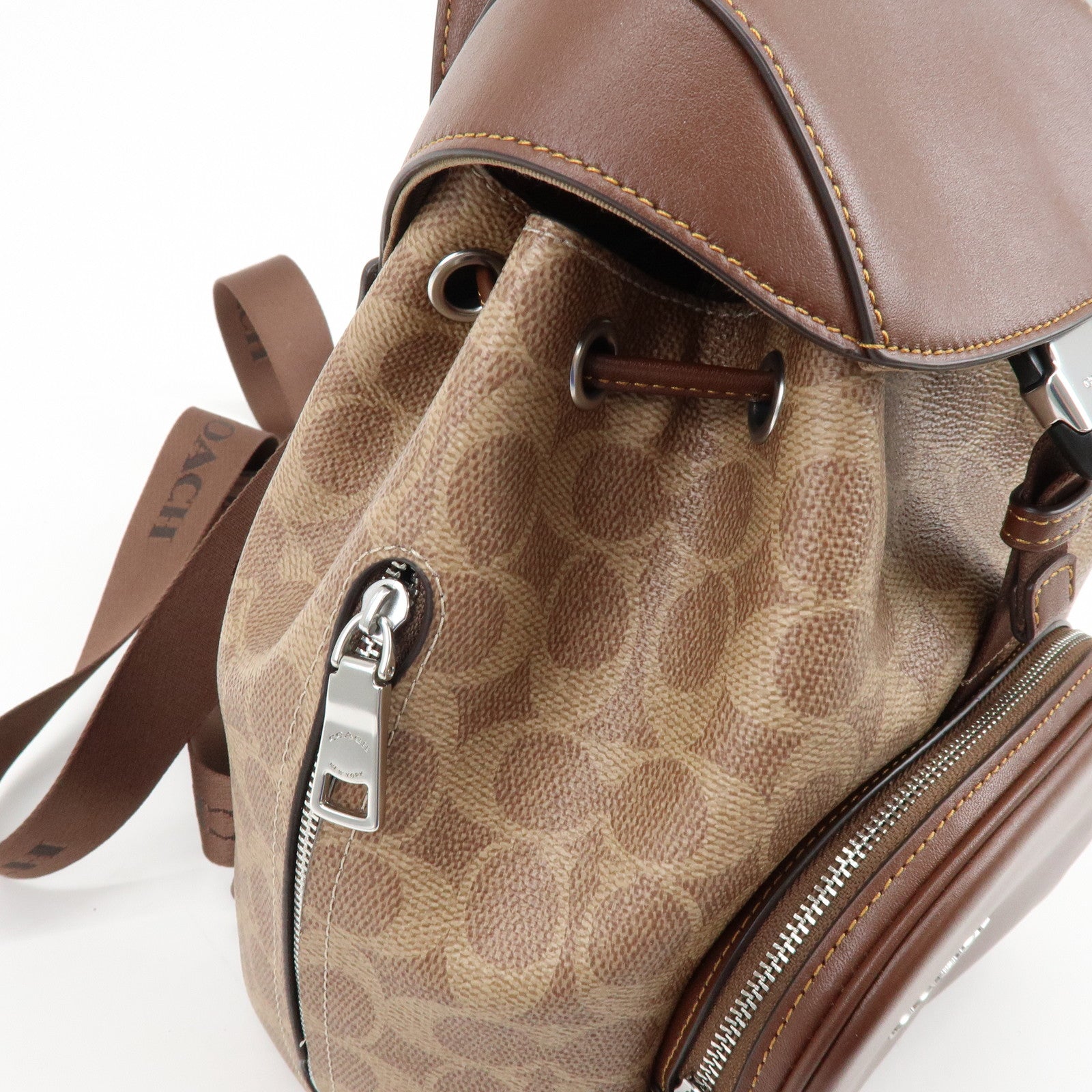 COACH Signature PVC Leather Backpack Rucksack Brown