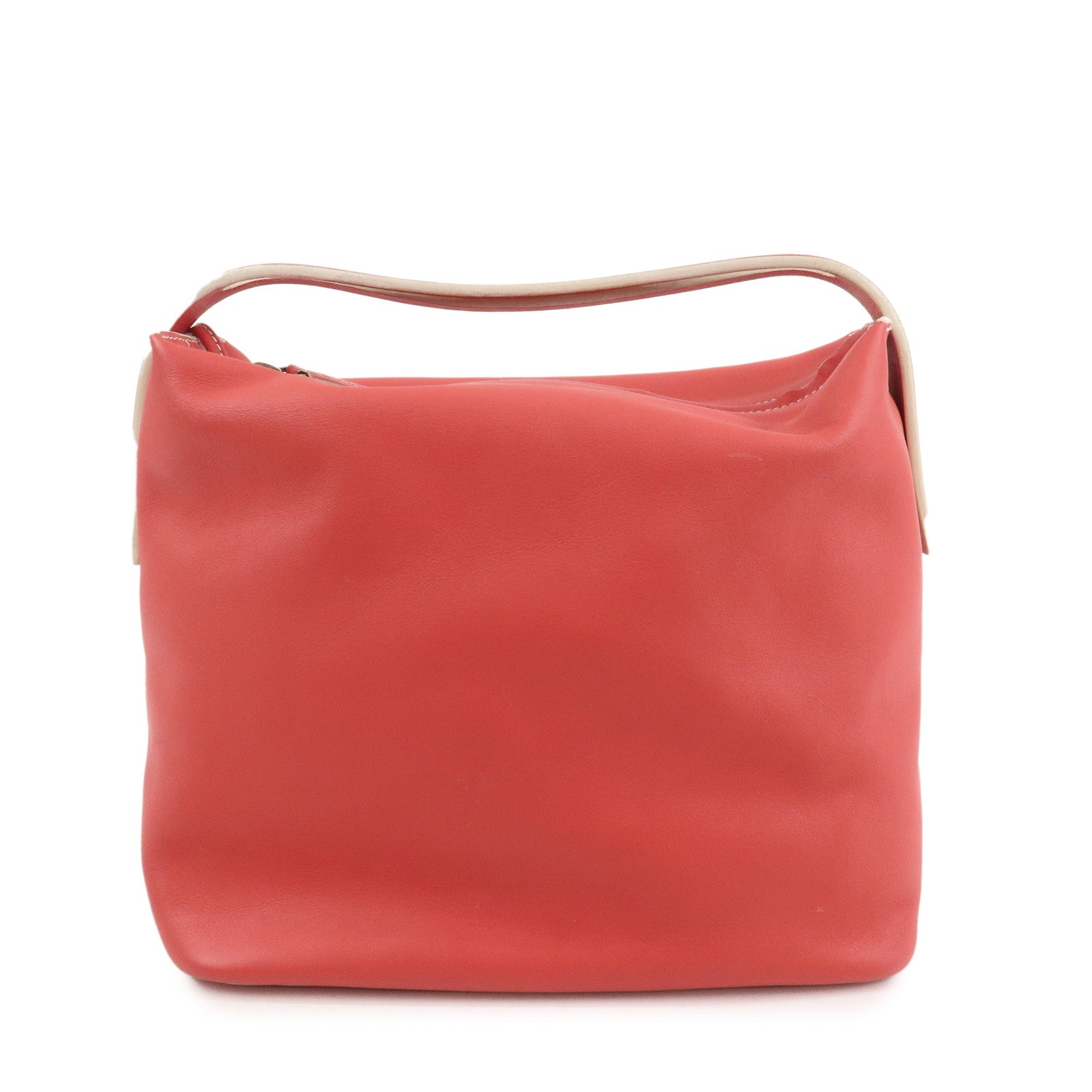 LOEWE Leather Hand Bag Red White Silver Hardware