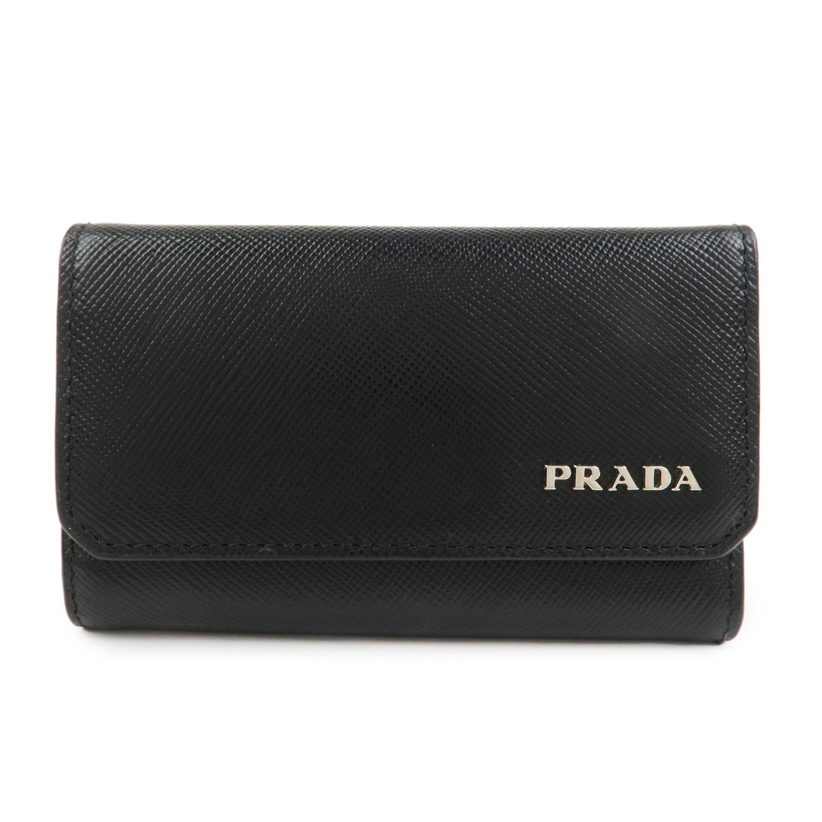 PRADA Logo Saffiano Leather 6 Rings Key Case Black NERO 2M0025