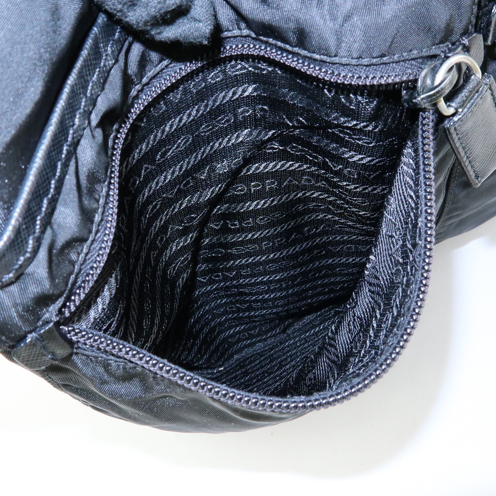 PRADA Triangle Logo Nylon Shoulder Bag Crossbody Bag Black