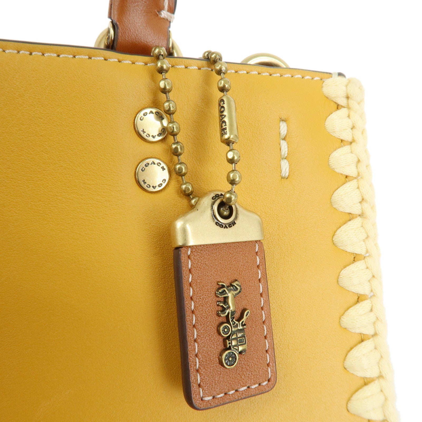 COACH Leather Rogue 2Way Bag 2023 Summer Collection Mustard Brown