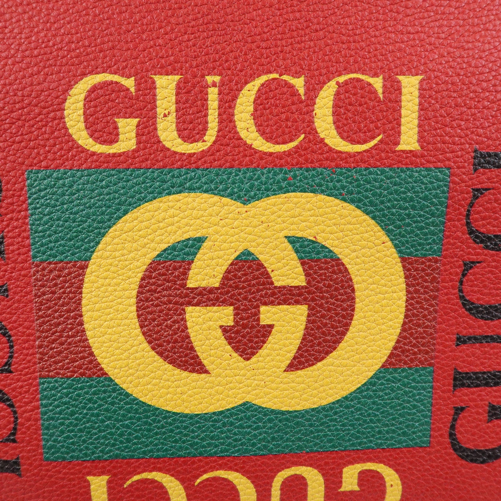 GUCCI Logo Sherry Half Moon Leather Shoulder Bag Red 523588