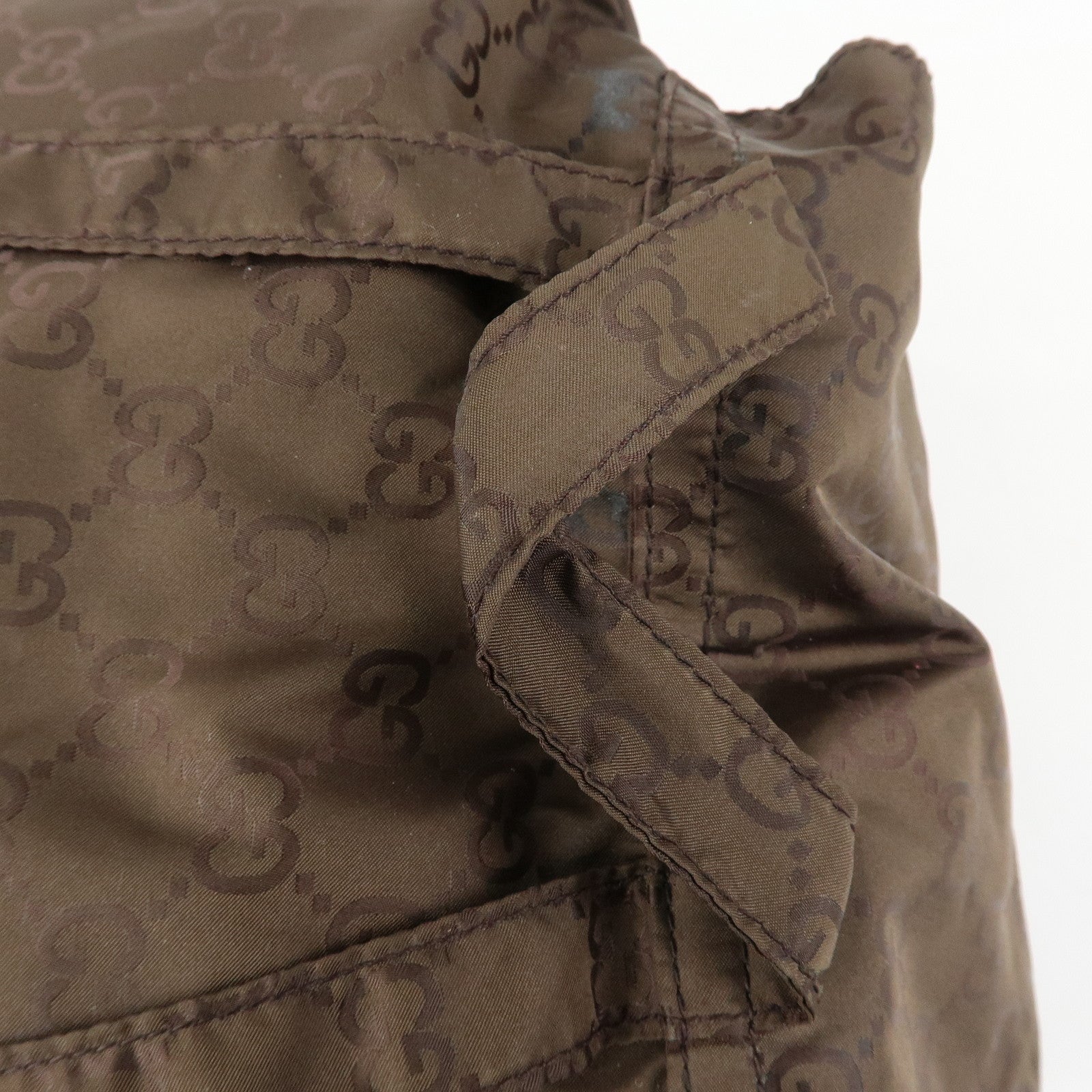 GUCCI GG Nylon Leather Backpack Brown 223670