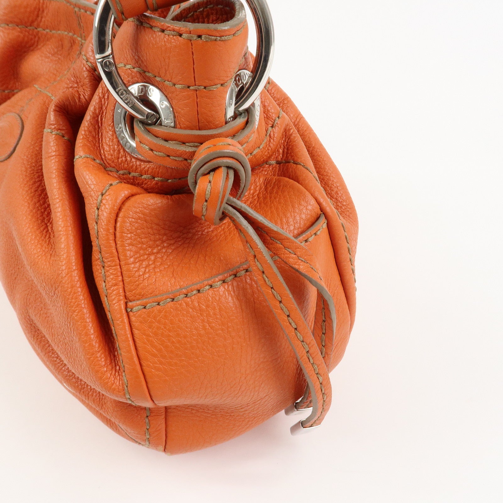 TOD’S Leather Shoulder Bag Hand Bag Orange