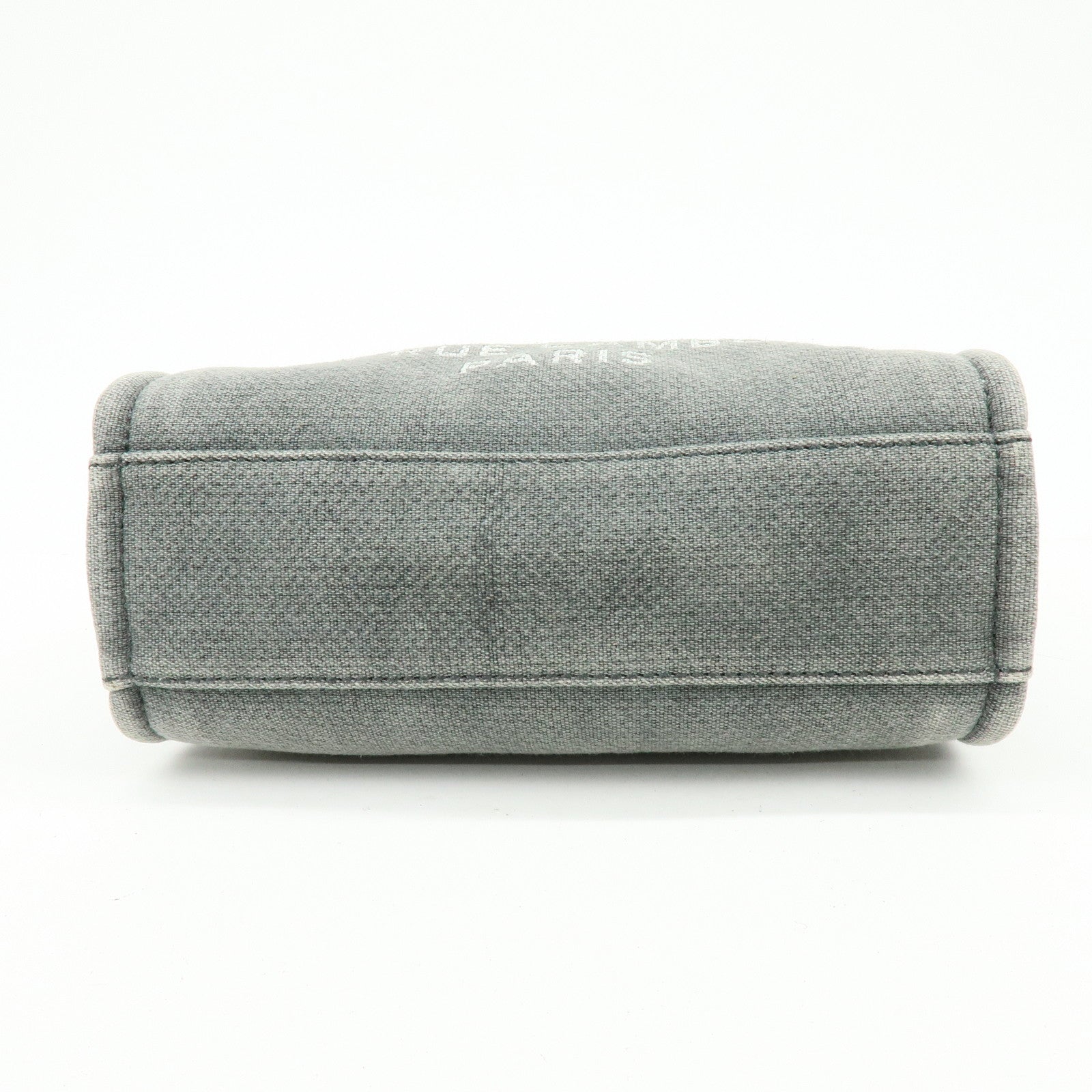 CHANEL Deauville PM Canvas Leather Chain Tote Bag Grey A66939