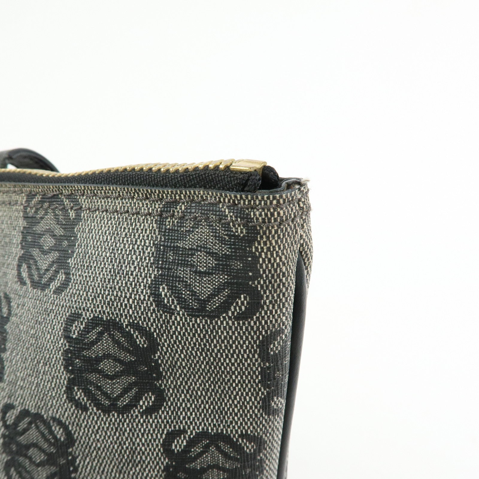 LOEWE Anagram PVC Canvas Leather Tote Bag Hand Bag Black