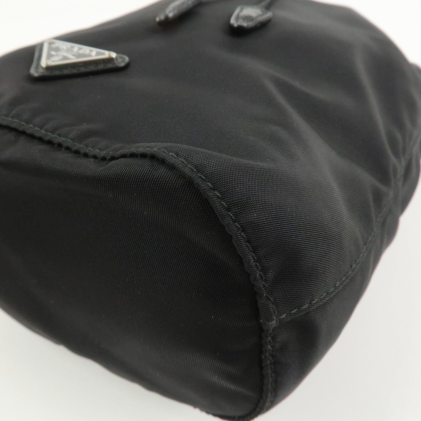 PRADA Nylon Saffiano Leather Cosmetic Makeup Pouch Black 1NA369