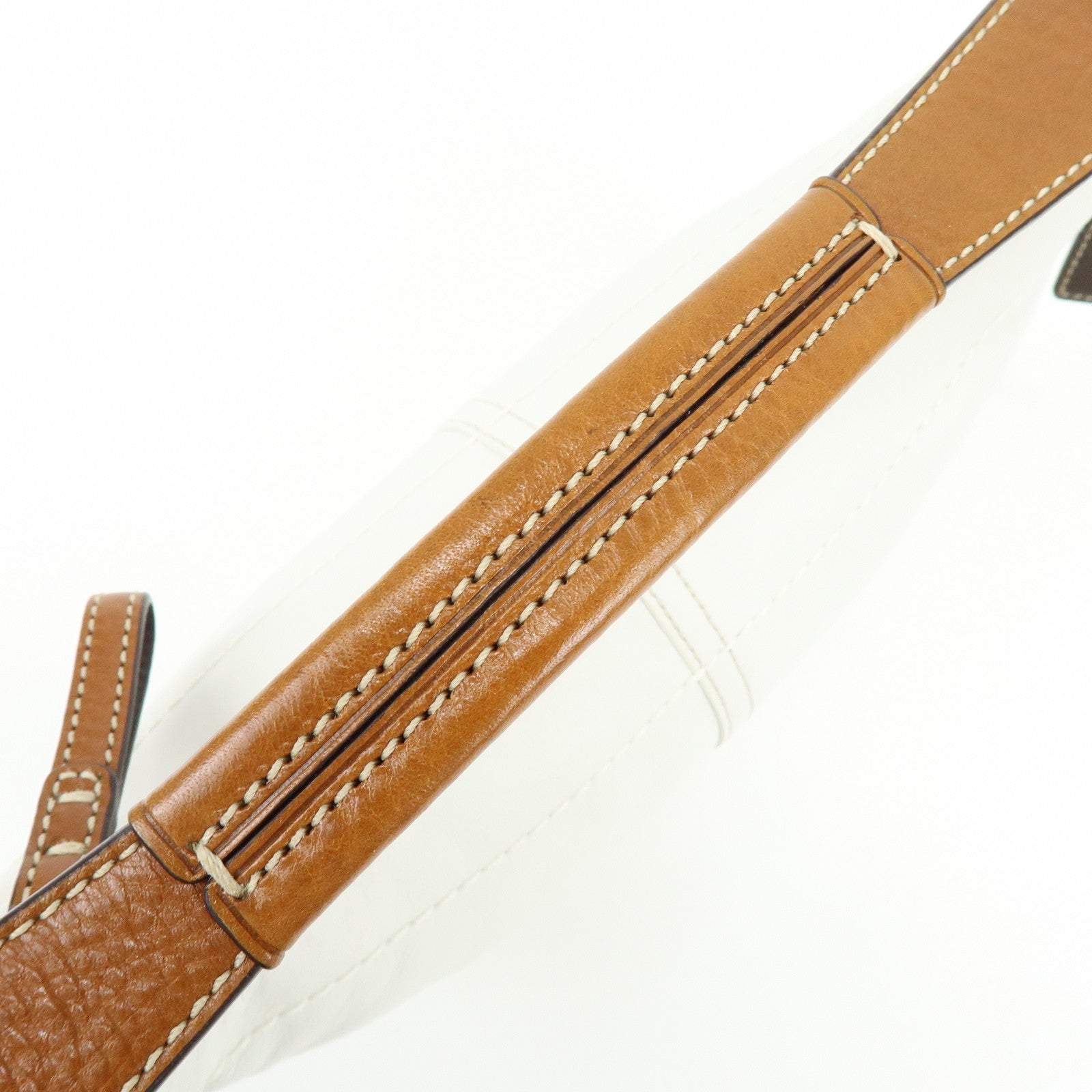 COACH Leather Shoulder Bag Hand Bag White Camel