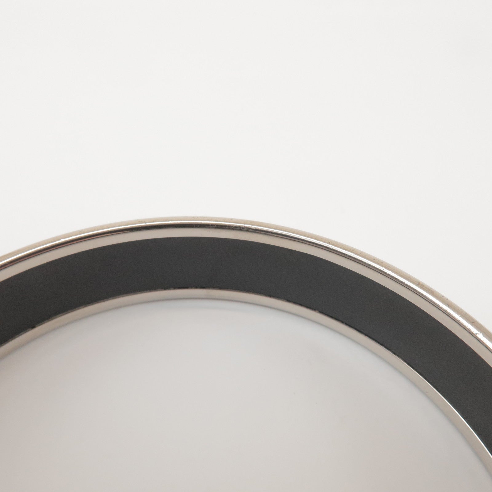 HERMES Email MM Bangle Plated Bracelet Ivory Silver