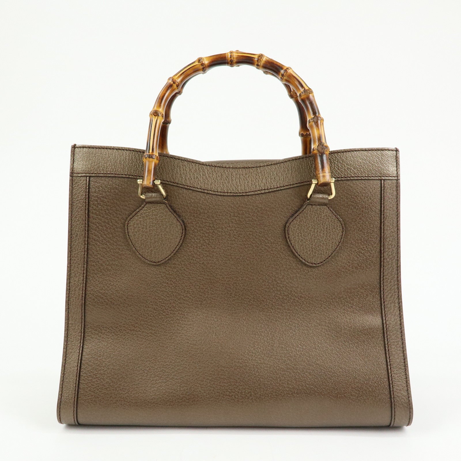 GUCCI Calf Leather Tote Bag Hand Bag Brown 002・1998・0260