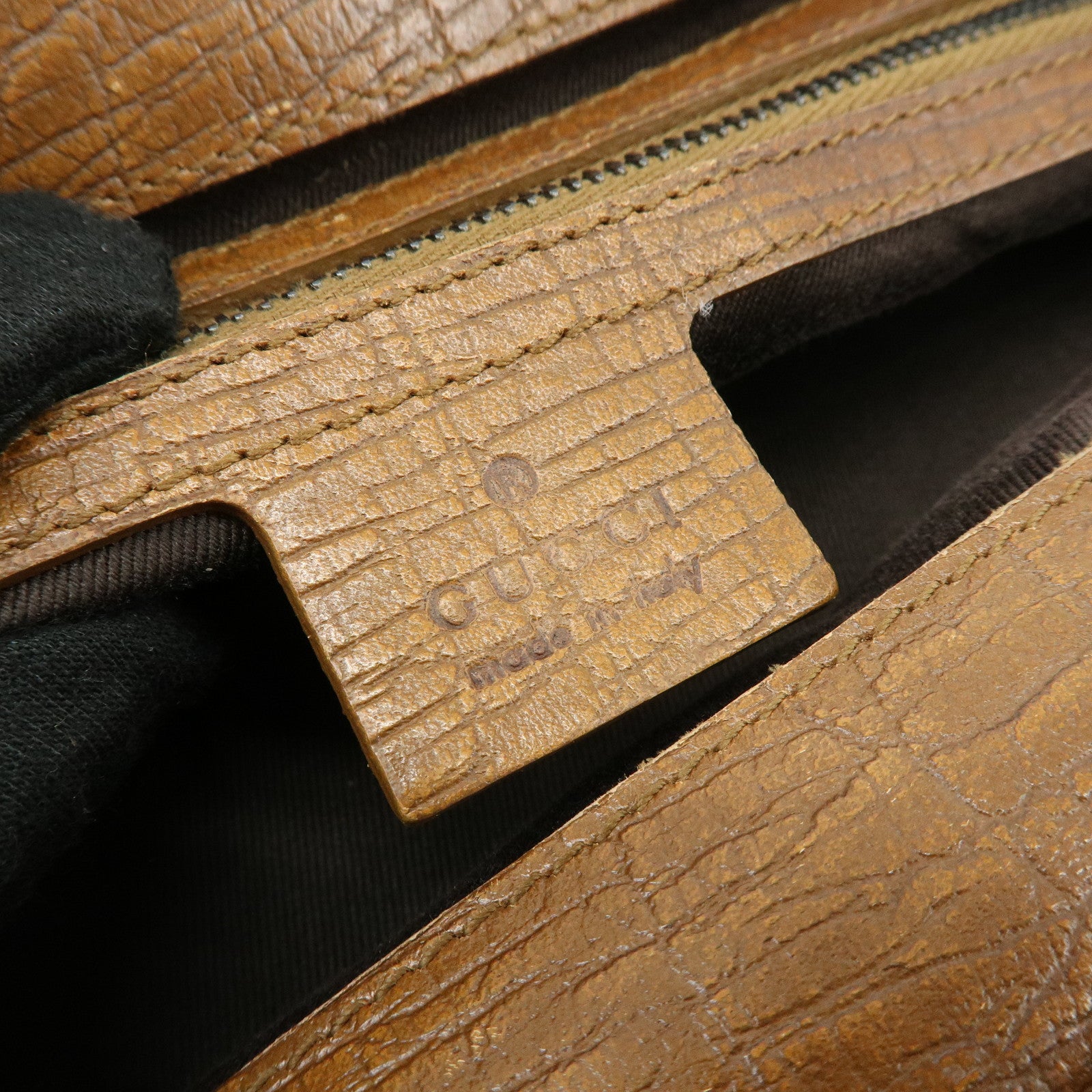 GUCCI GG Monogram Canvas Wood Handle Hand Bag Brown 112683