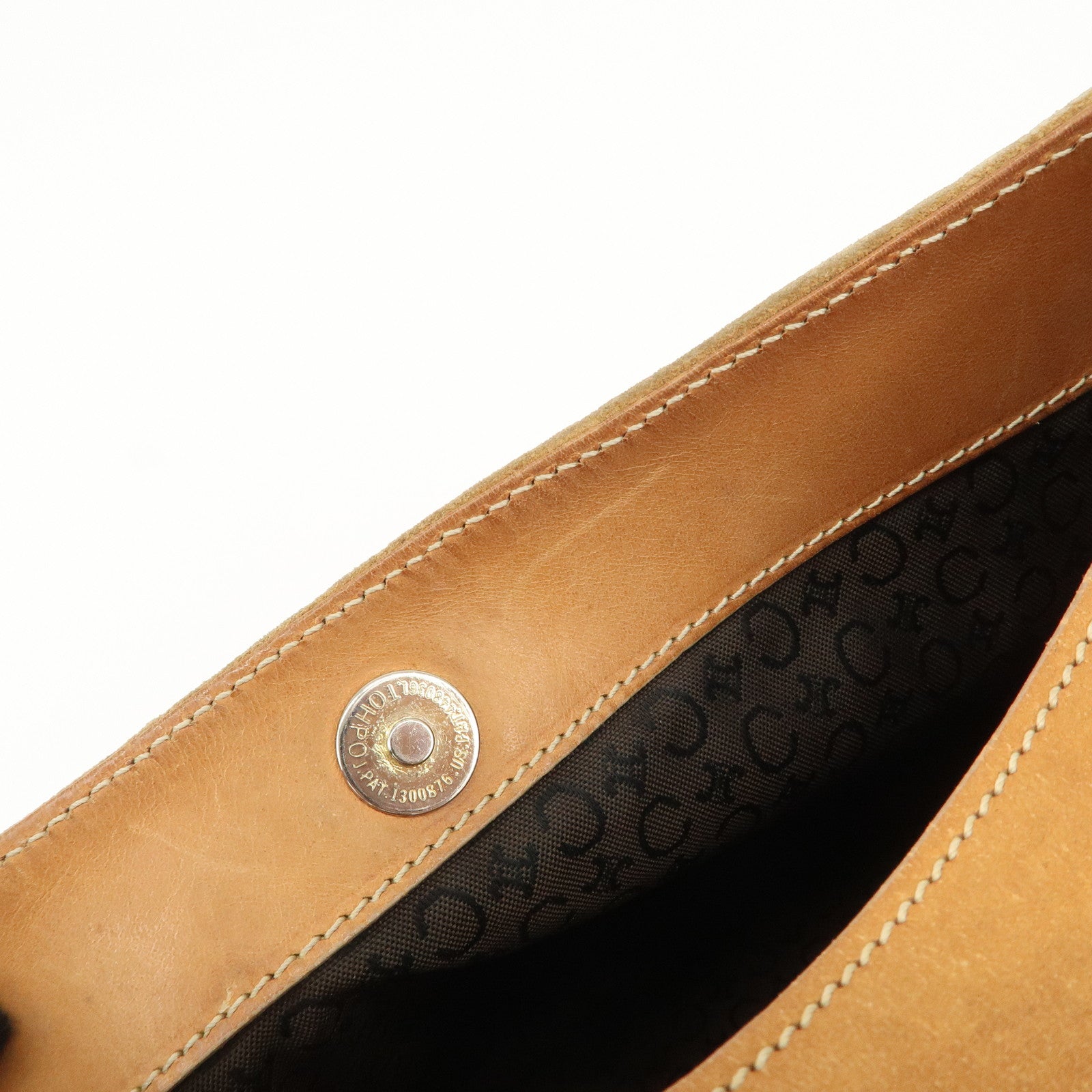 CELINE C Macadam Leather Suede Shoulder Bag Hand Bag Beige