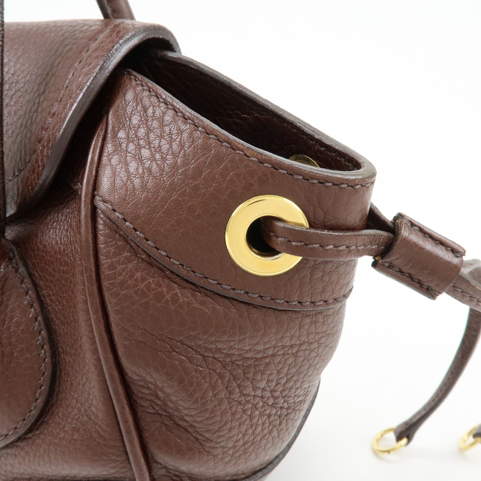 PRADA Vitello Daino Leather Hand Bag Shoulder Bag Brown BR3207