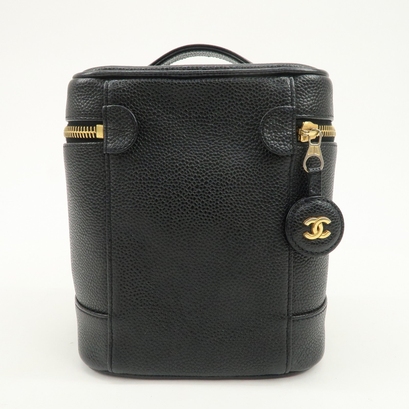 CHANEL COCO Mark Caviarskin Vanity Bag Hand Bag Black A01998