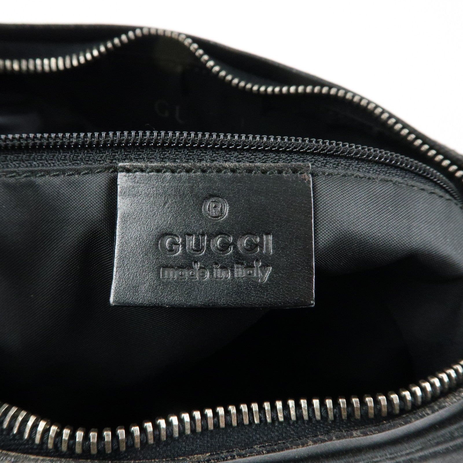 GUCCI Logo Leather Shoulder Bag Hand Bag Black 001.3766