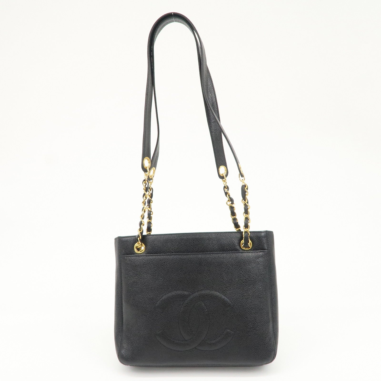 CHANEL COCO Mark Caviarskin Chain Tote Bag Black