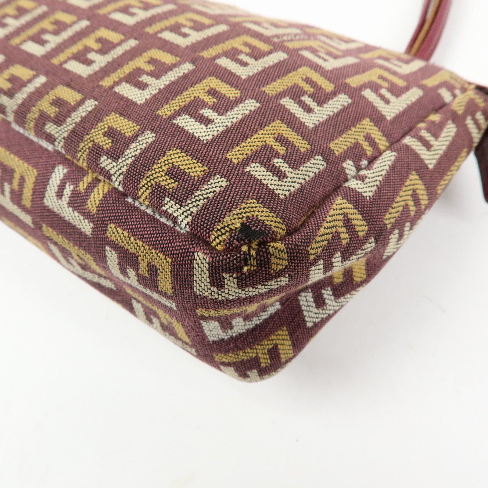 FENDI Zucchino Canvas Leather Hand Bag Pouch Brown 8BR513