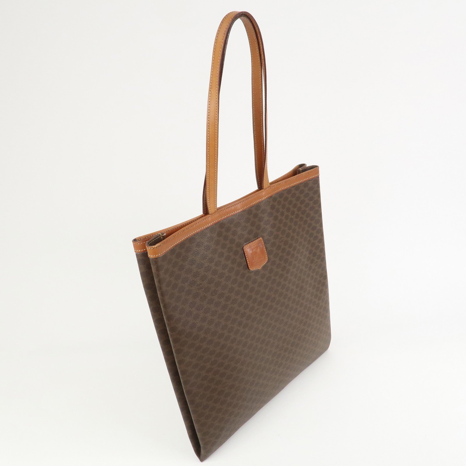 CELINE Macadam PVC Canvas Leather Tote Bag Shoulder Bag Brown