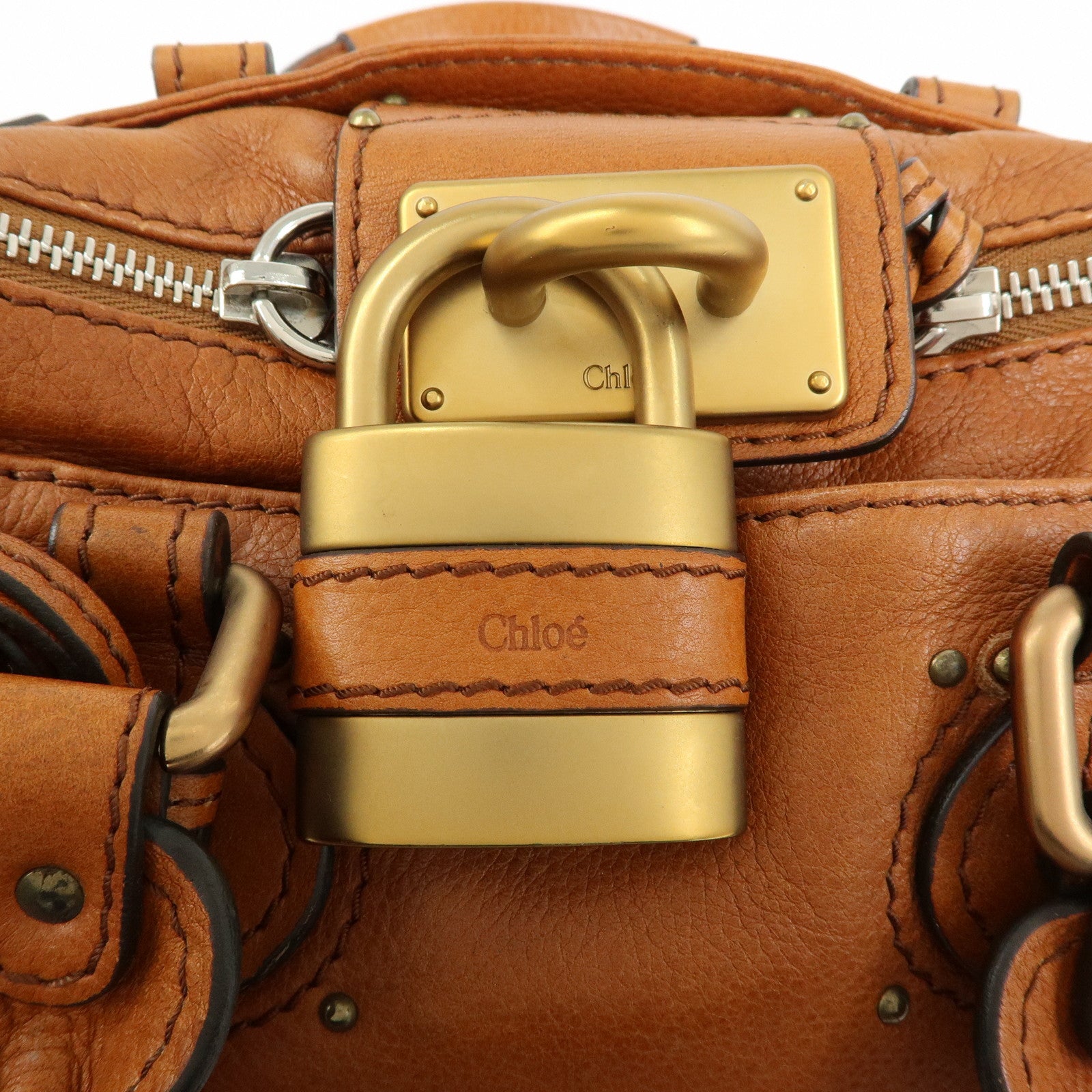 Chloe Paddington Leather Mini Hand Bag Boston Bag Brown