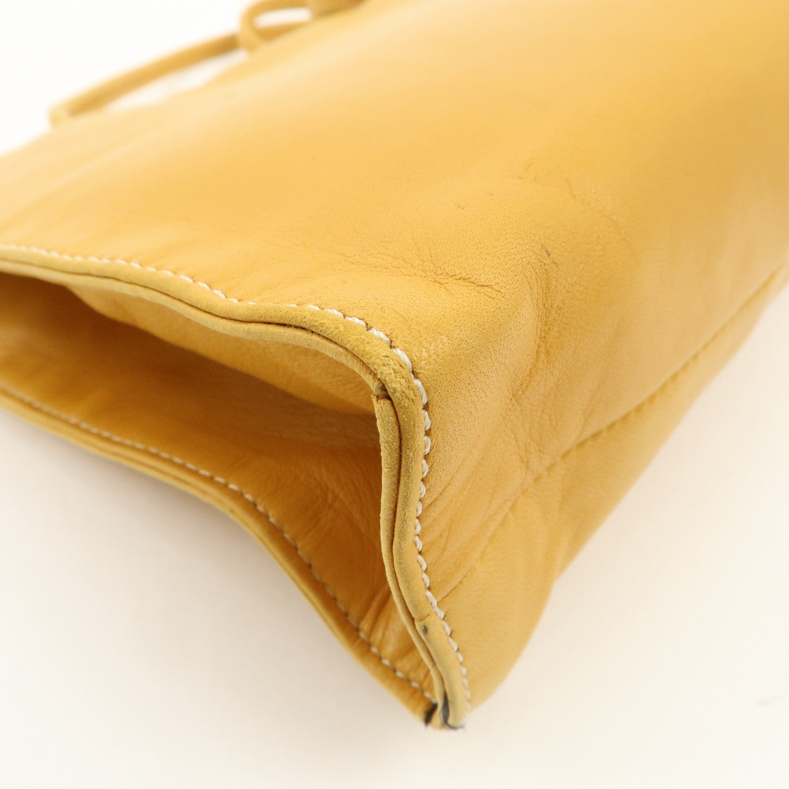 LOEWE Logo Nappa Leather Shoulder Bag Hand Bag Yellow