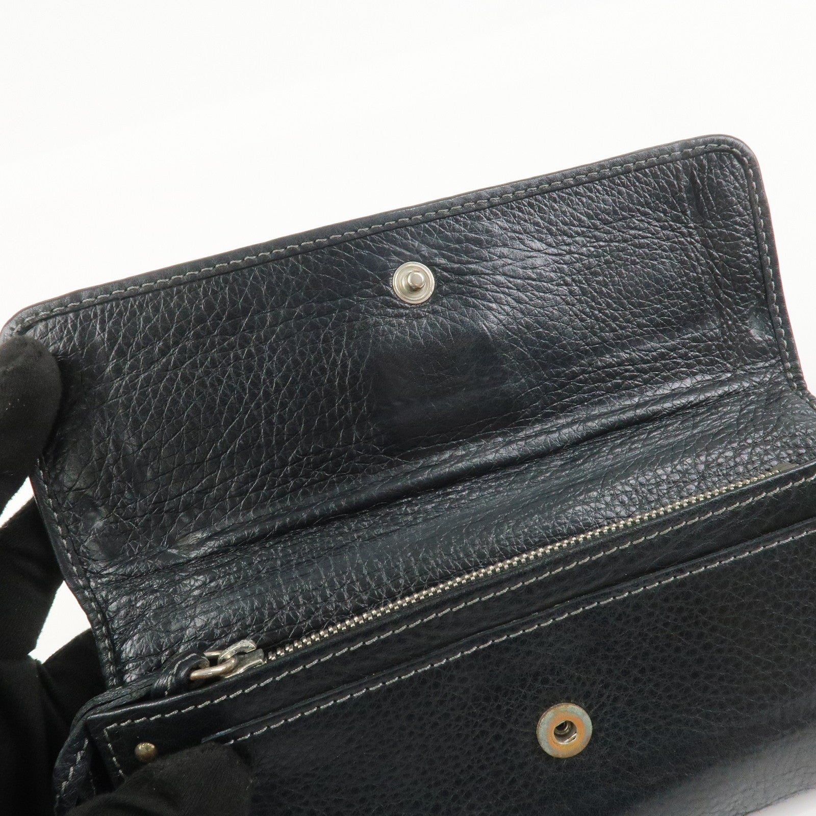 Chloe Padington Set of 2 Leather Long Wallet Key Case Gold Black