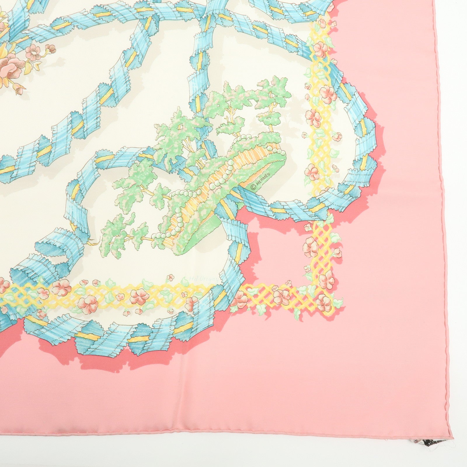 HERMES Carre 90 Silk 100% Scarf Le Sacre du Printemps Pink White