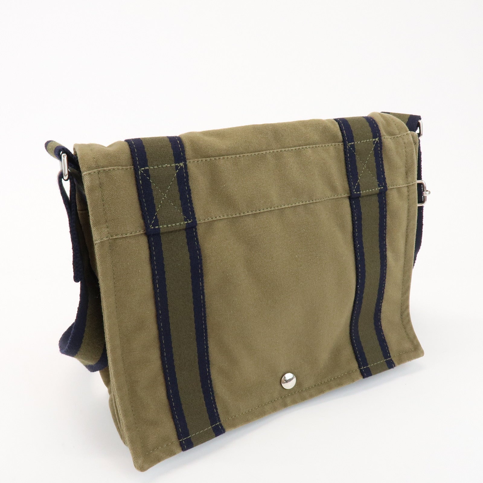 HERMES Logo Canvas Fourre Tout Bassus PM Shoulder Bag Khaki