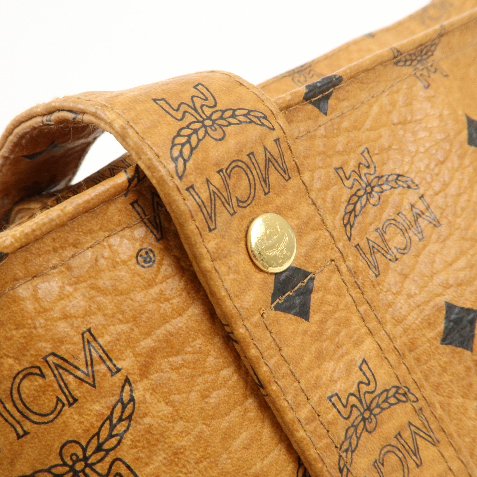 MCM Visetos Leather Shoulder Bag Tote Bag Brown