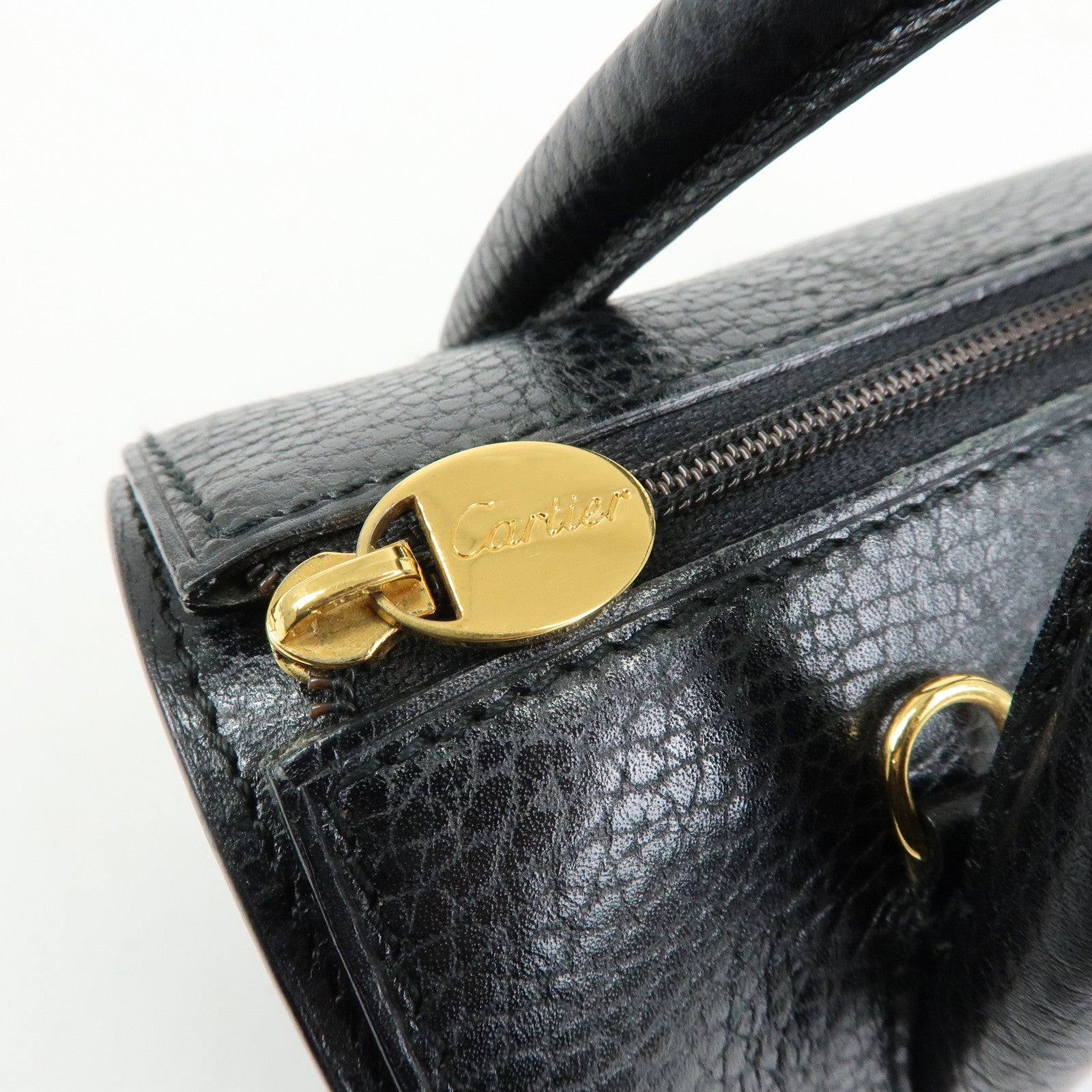 Cartier Must de Cartier Leather 2Way Bag Shoulder Hand Bag Black