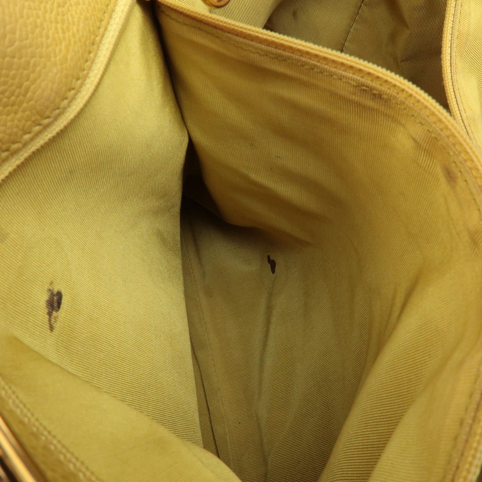 CHANEL COCO Mark Caviarskin Chain Shoulder Bag Yellow