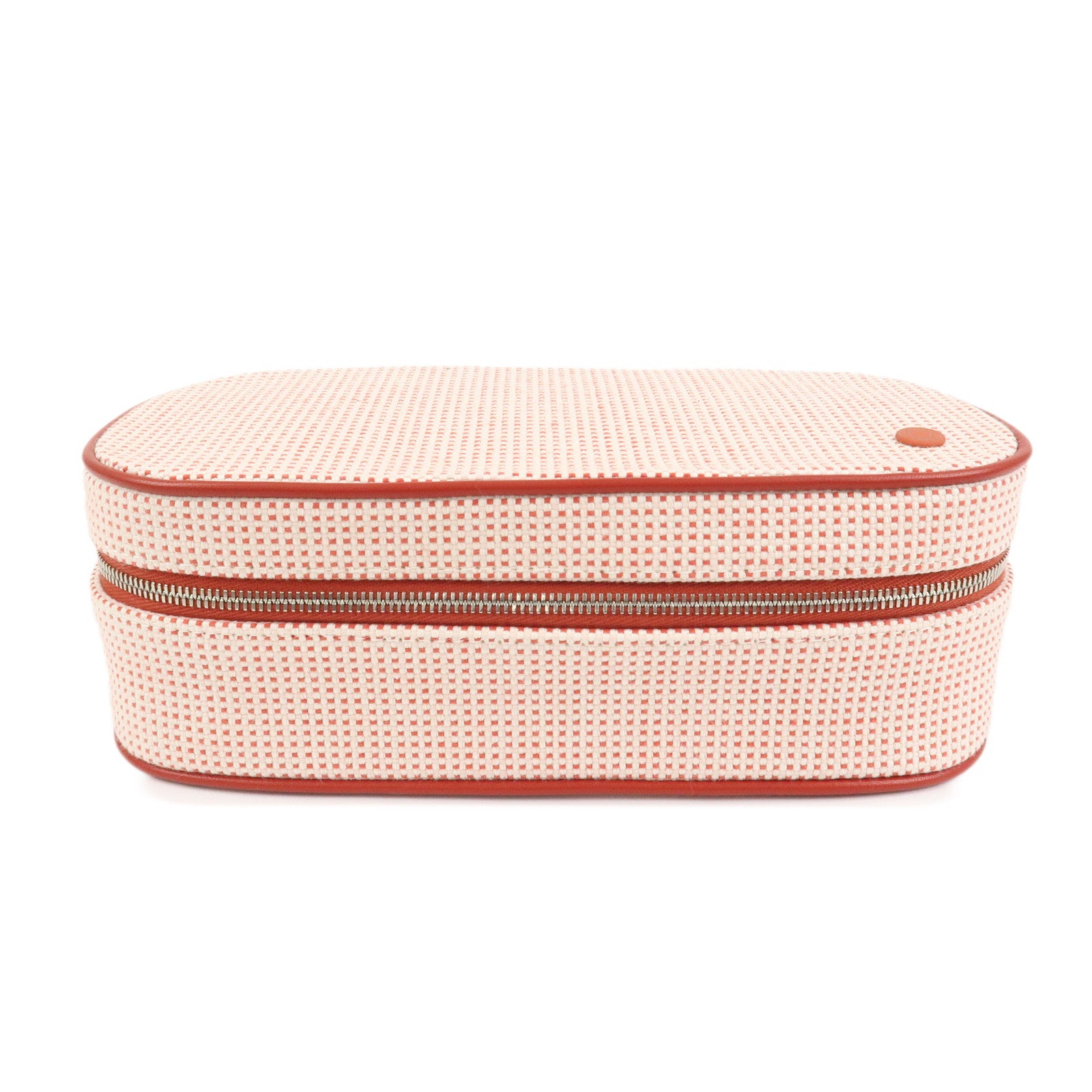 HERMES Escale Cotton100% Leather Pouch Cosmetics Pouch Vermilion