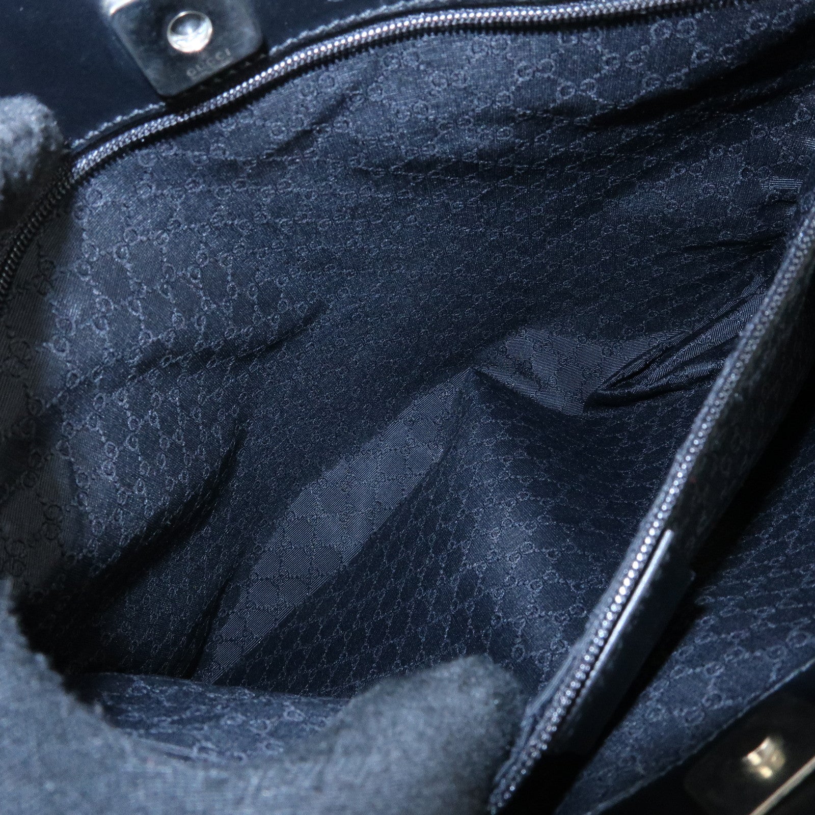GUCCI Sherry Leather Tote Bag Hand Bag Black Brown 002.1134