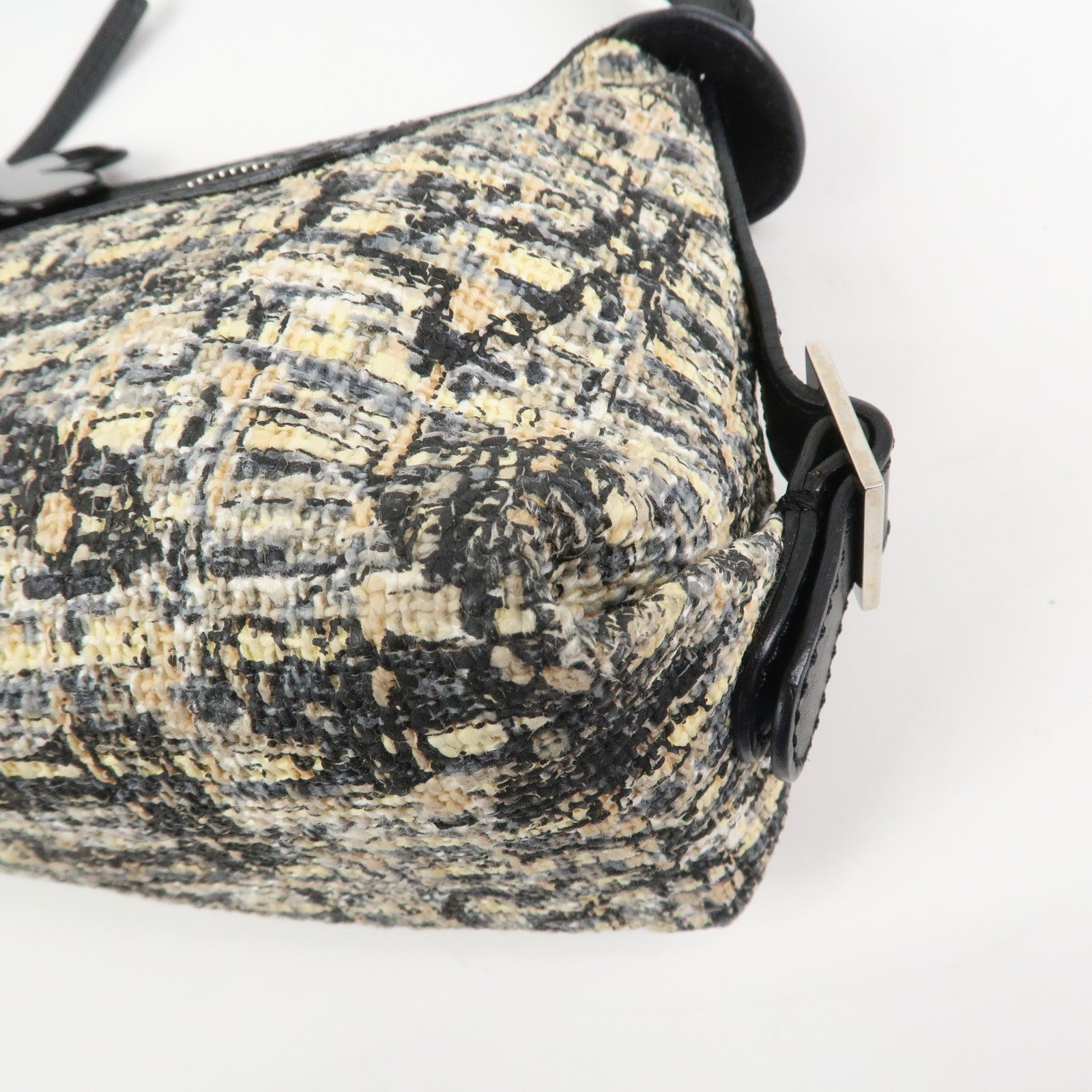 CHANEL COCO Mark Tweed Leather Shoulder Bag Black Multicolor