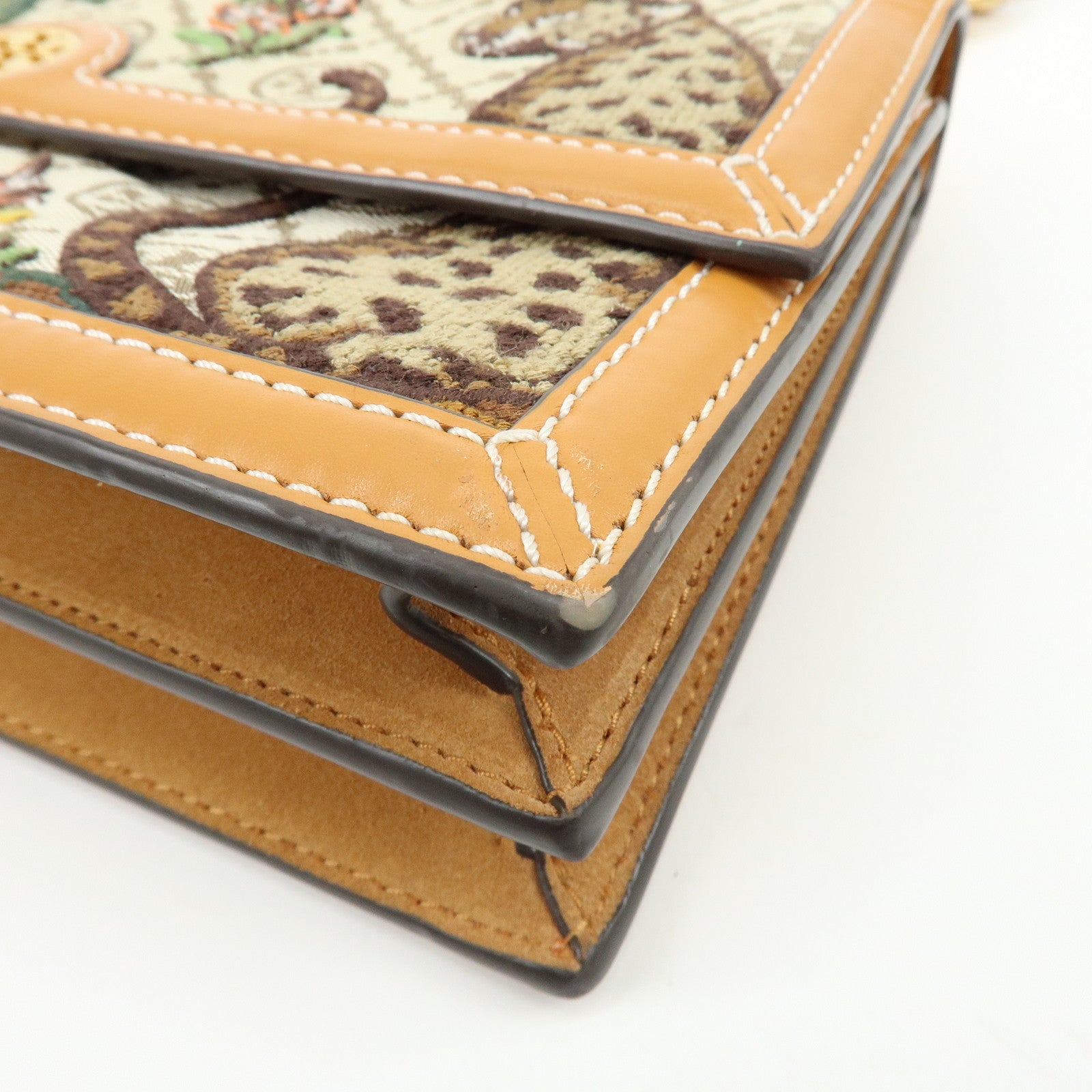 TORY BURCH T Monogram Jacquard Leather Shoulder Bag Leopard Beige