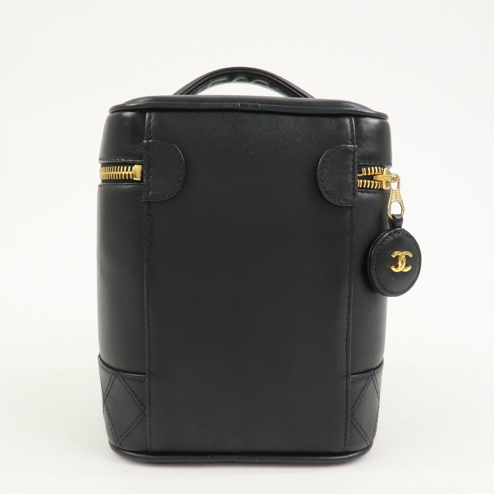 CHANEL Bicolore Lamb Skin Vanity Bag Hand Bag Makeup Bag A01619
