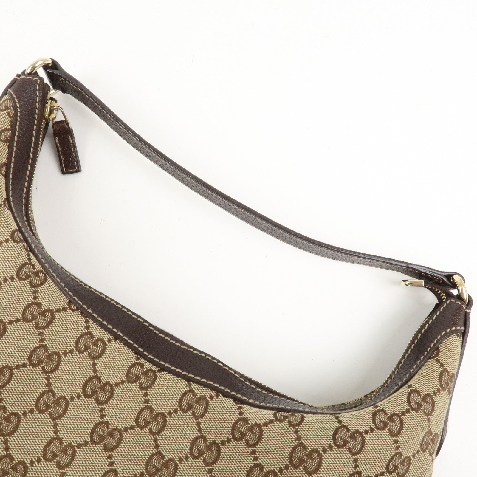 GUCCI GG Canvas Leather Shoulder Bag Hand Bag Beige Brown 153010
