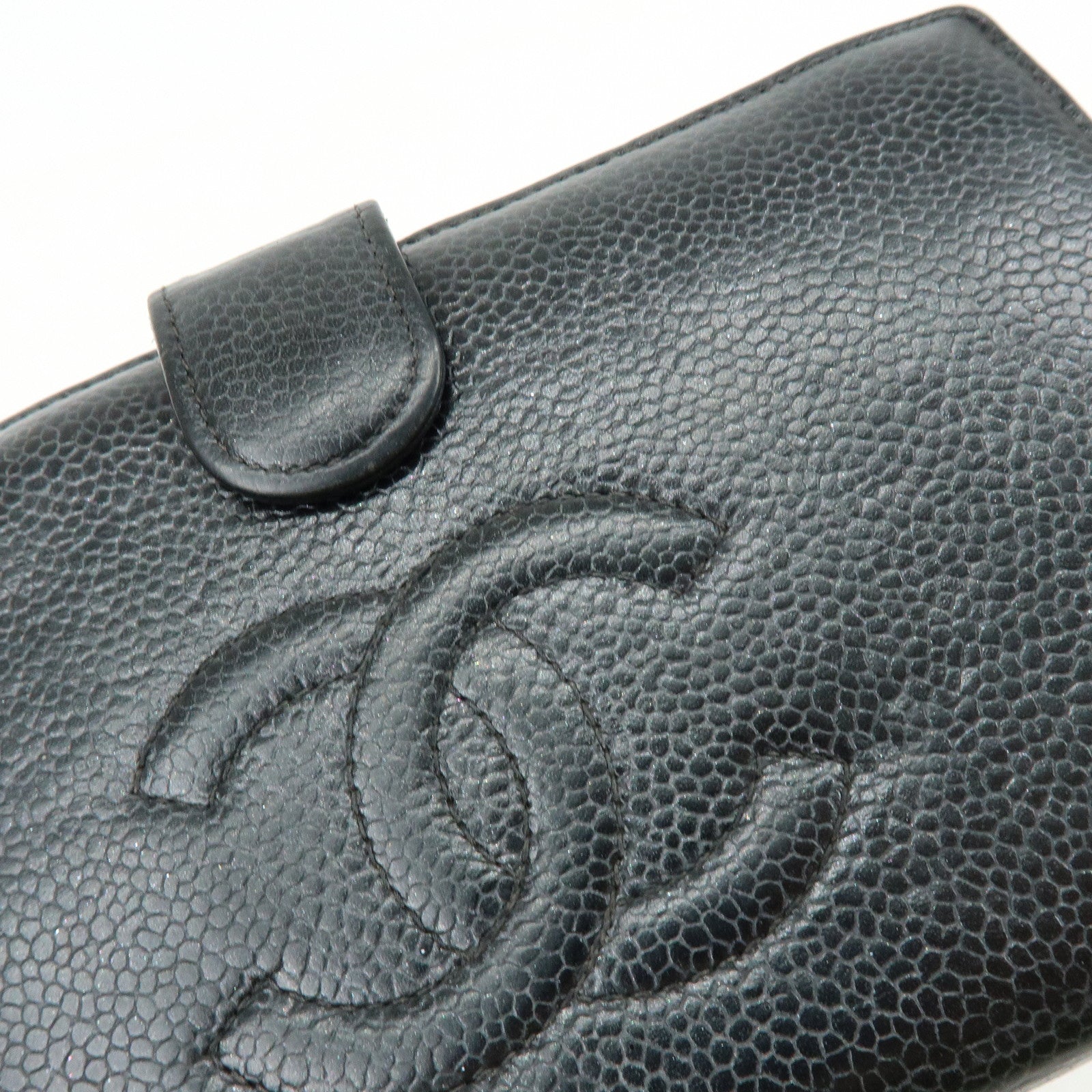 CHANEL COCO Mark Cavierskin Long Wallet Black