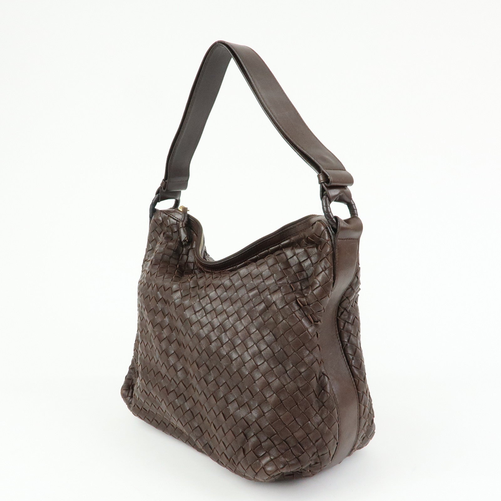 BOTTEGA VENETA Intrecciato Leather Shoulder Bag Brown 115658