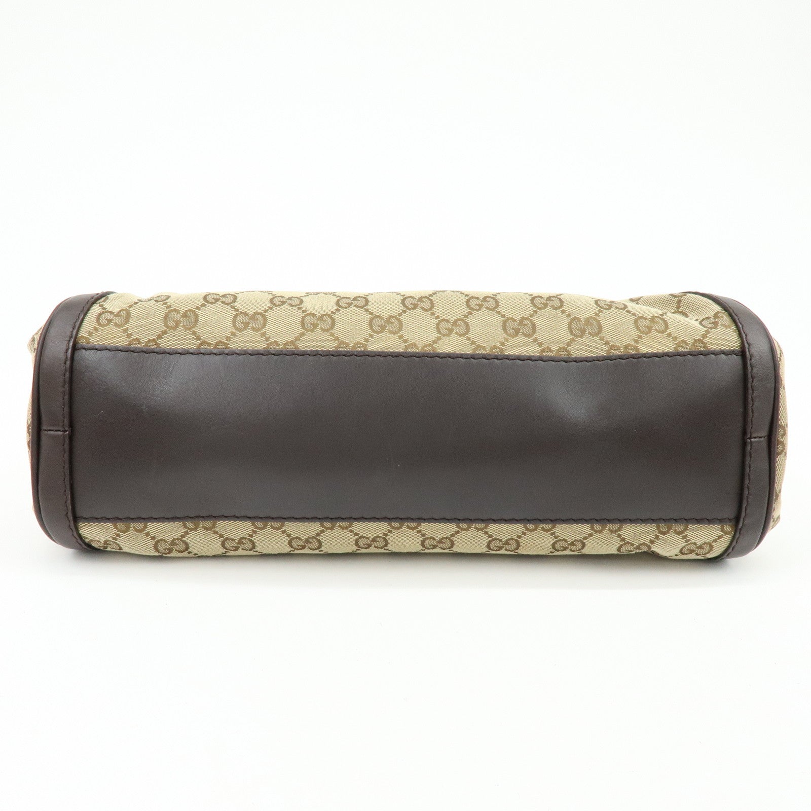 GUCCI Interlocking G Canvas Leather Shoulder Bag Beige 282298