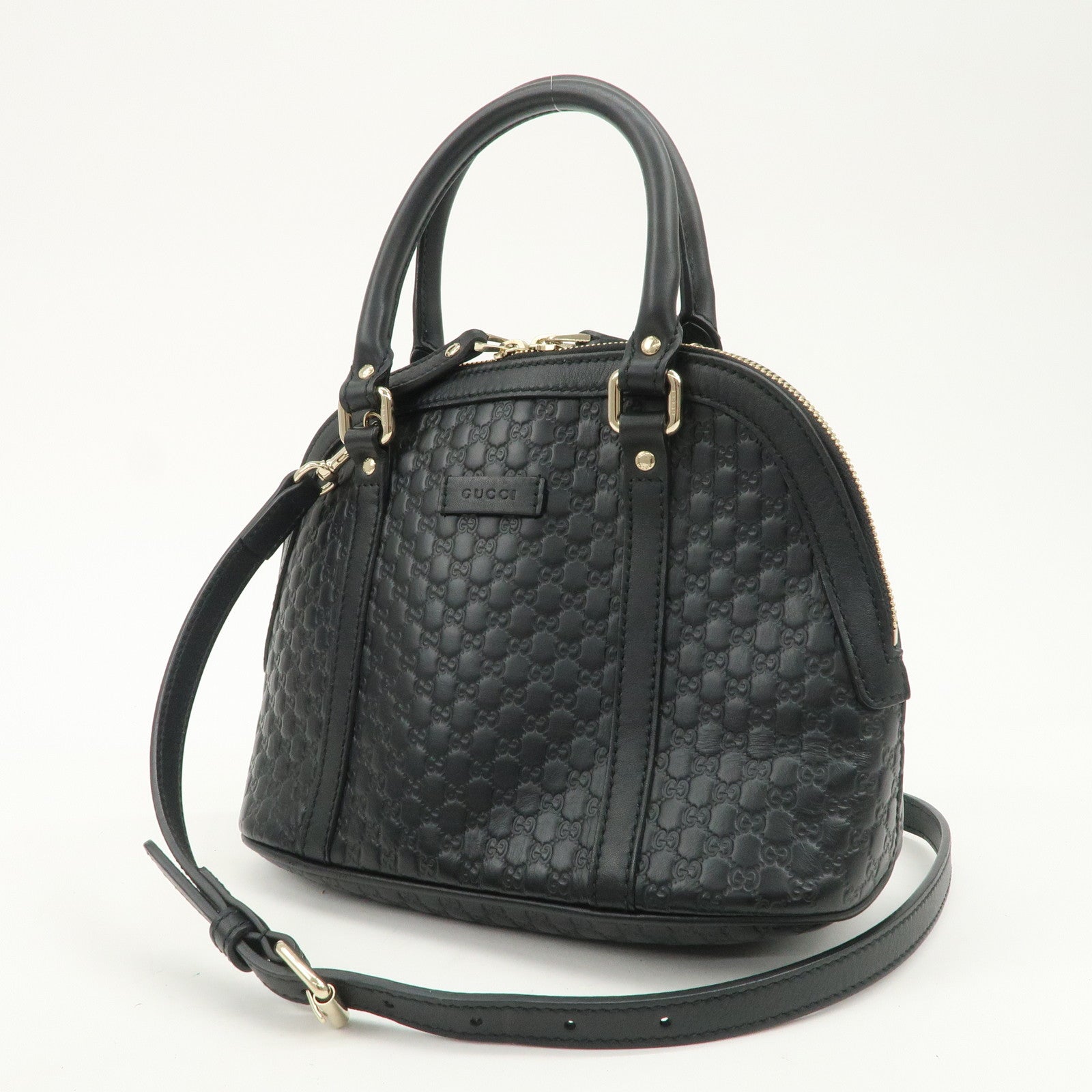GUCCI Micro Guccissima Leather 2Way Hand Shoulder Bag Black 449654