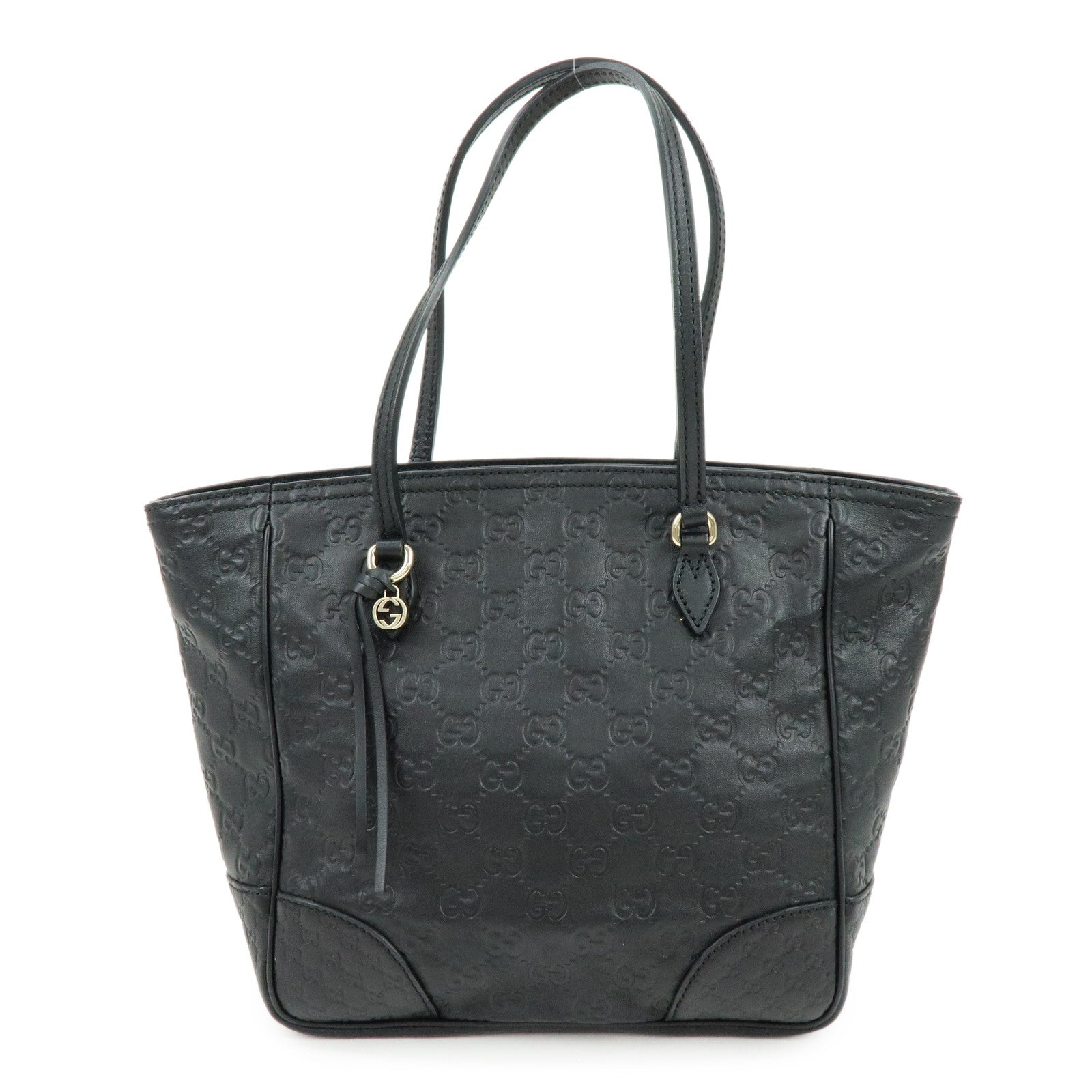 GUCCI Interlocking G Micro Guccissima Leather Hand Bag Black 353119