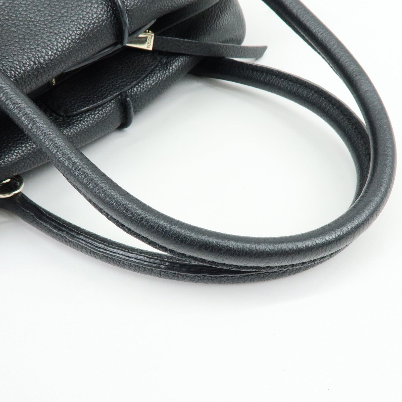 TOD'S Leather 2Way Bag Boston Bag Shoulder Bag Black