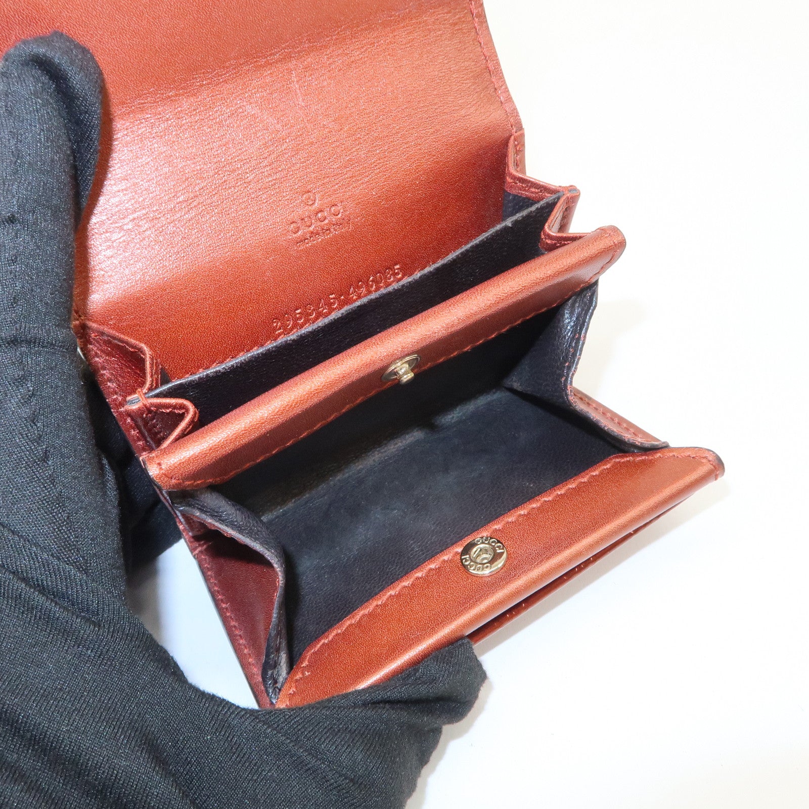GUCCI Micro Guccissima Leather Coin Case Coin Purse Orange 295845