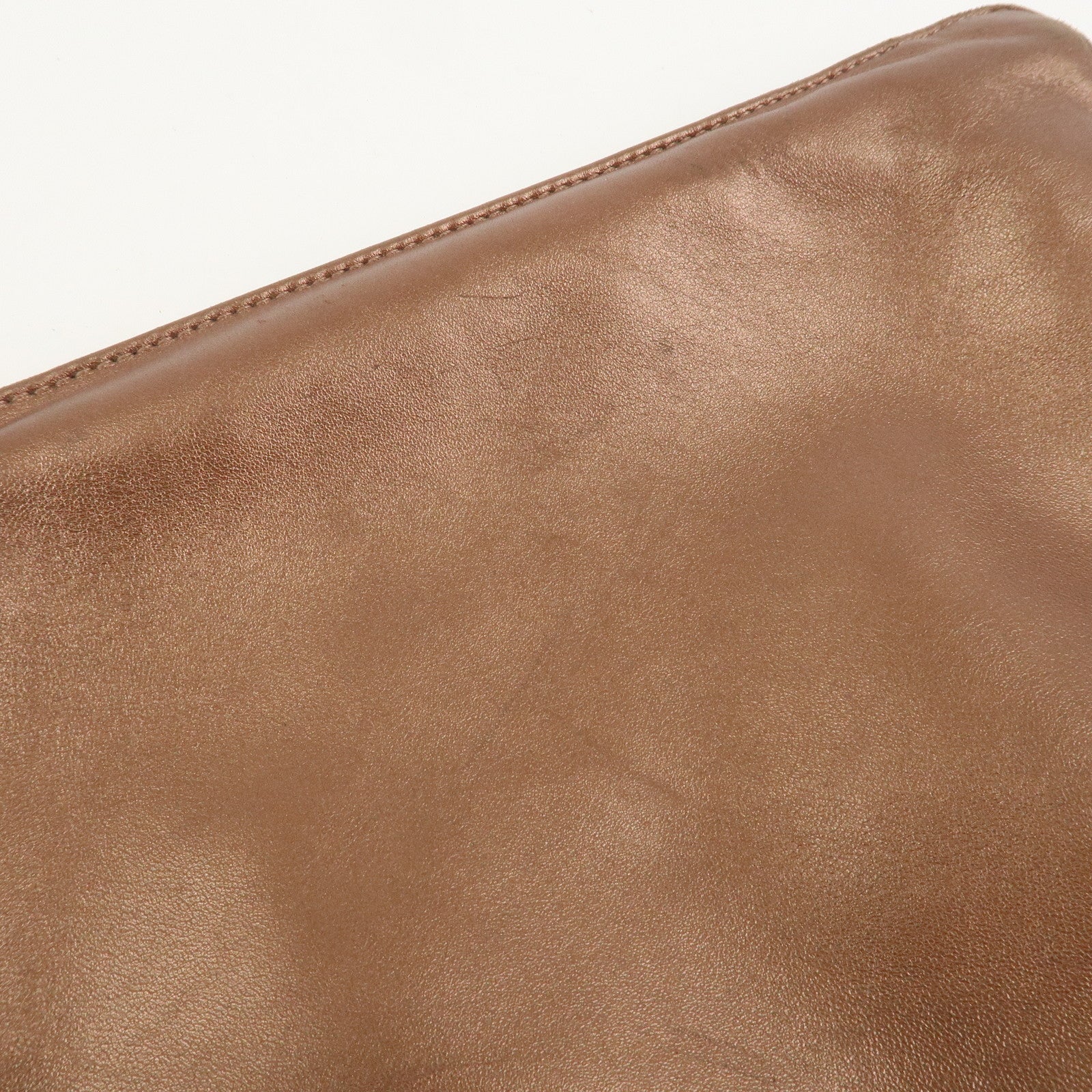 LOEWE Logo Leather Hand Bag Tote Bag Metallic Brown