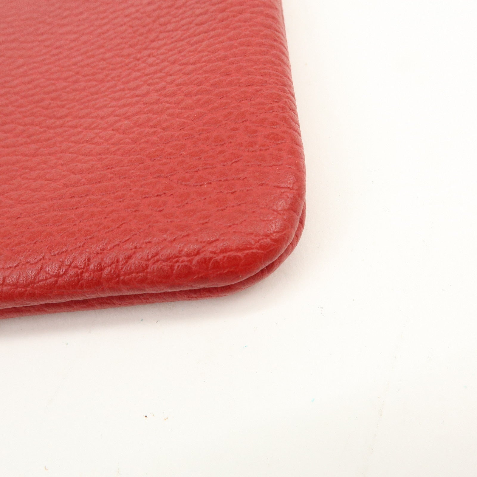 GUCCI Bamboo Leather Clutch Bag Pouch Red 449653