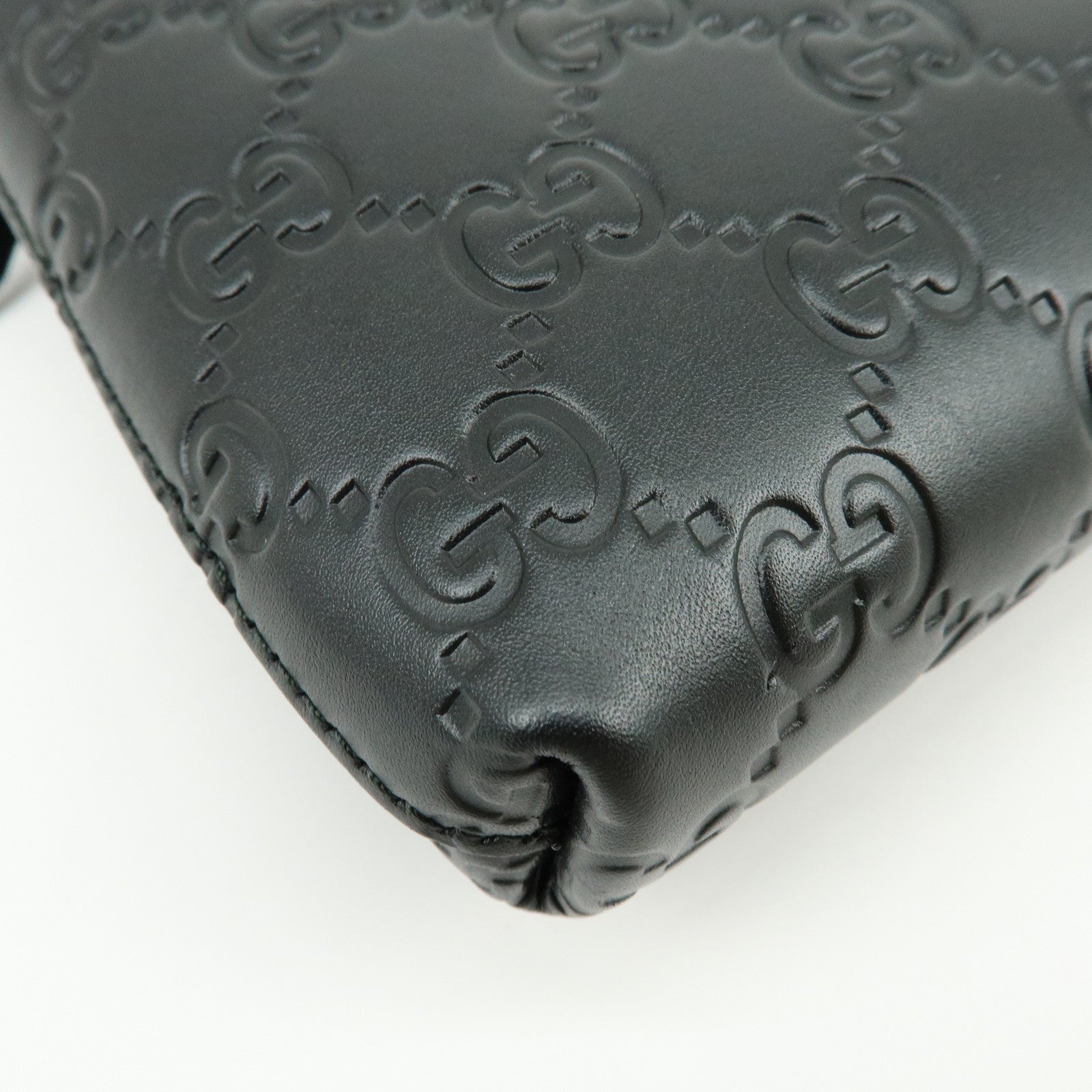 GUCCI Guccissima Leather Chain Shoulder Bag Hand Bag Black 428449