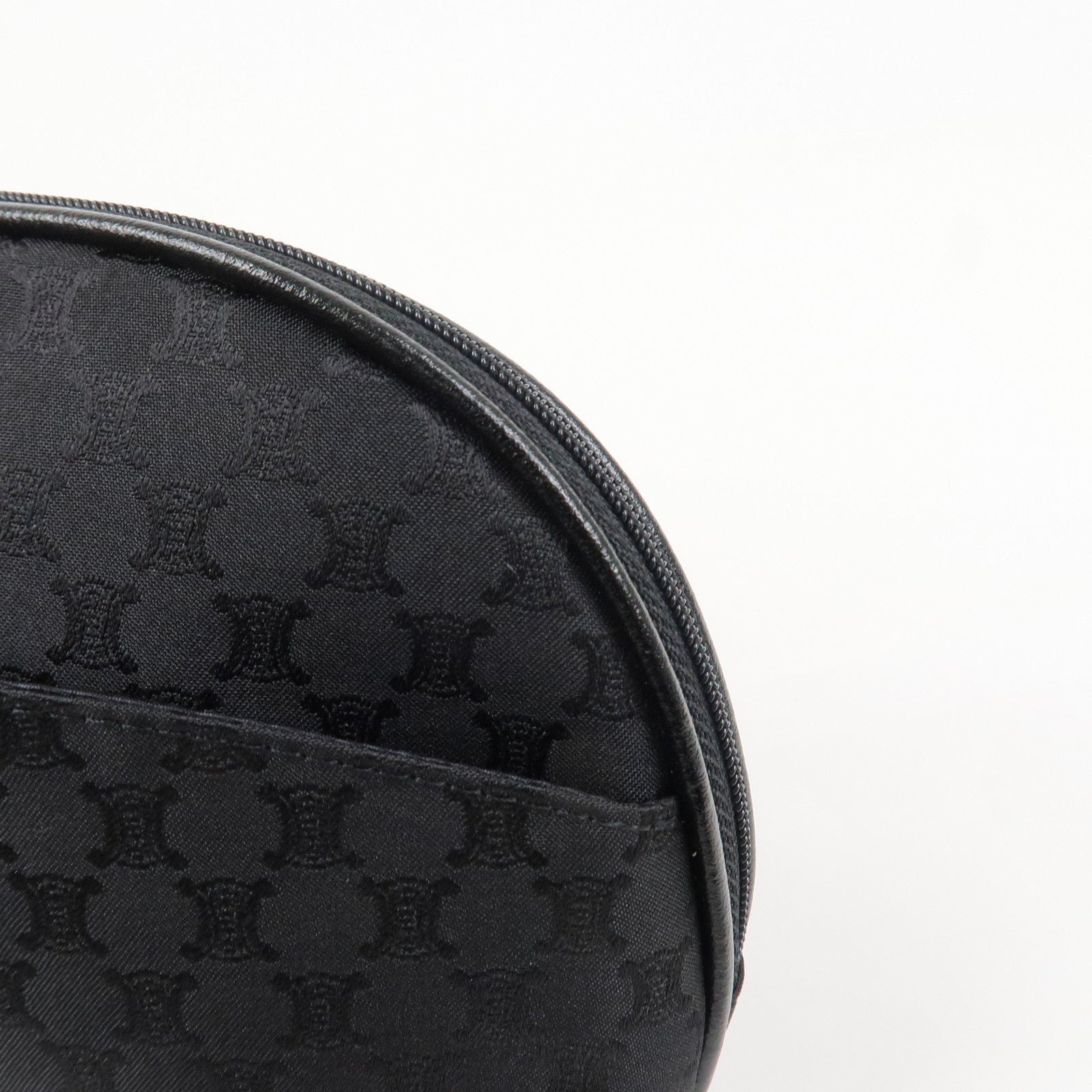 CELINE Macadam Nylon Cosmetic Pouch Logo Plate Black